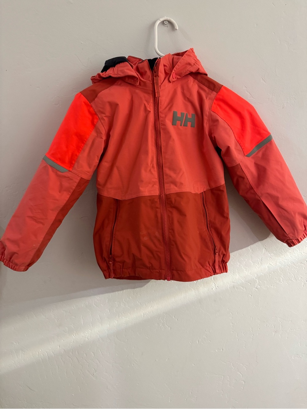 Helly Hansen Kids' Coral and Red Hooded Rain Jacket